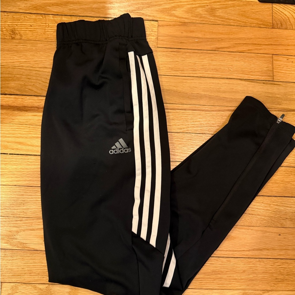 Adidas Men Black Joggers with White Stripes